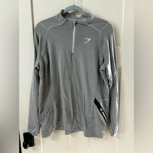 Gymshark Gray/lime green Apex 1/4 zip up long sleeve shirt sweater